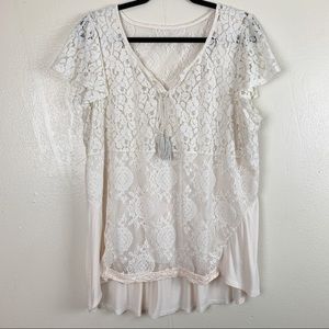 Ivory lace shirt sleeve top
